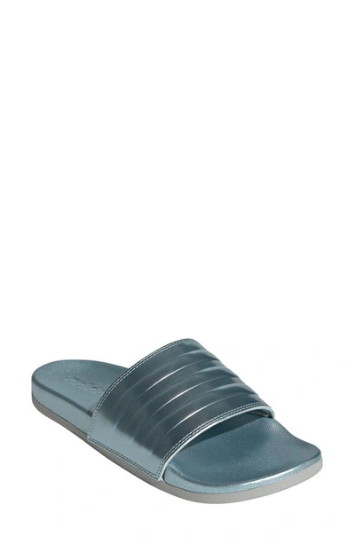 Adidas Originals Adilette Comfort Slide Sandal In Vision Met/ Grey Two