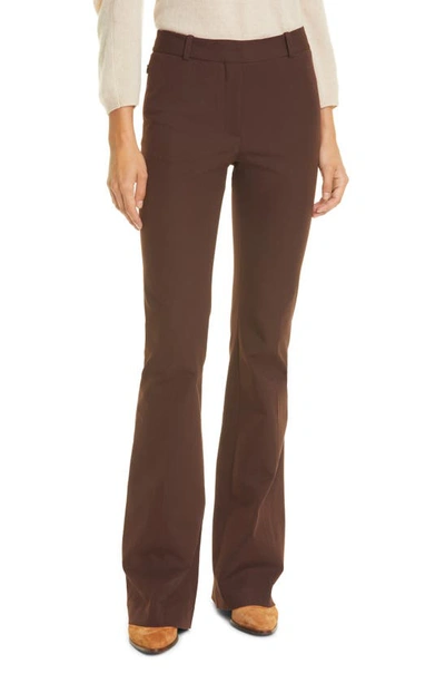 Frame Le High Flare Stretch Cotton Trouser Pants In Mahogany