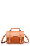 Old Trend Alder Leather Mini Satchel In Caramel,beige