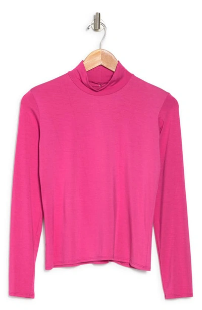 Go Couture Spring Turtleneck Long Sleeve Sweater Tee In Dahlia