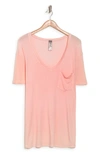 Go Couture Deep V-neck Boyfriend Tee In Gossamer Pink