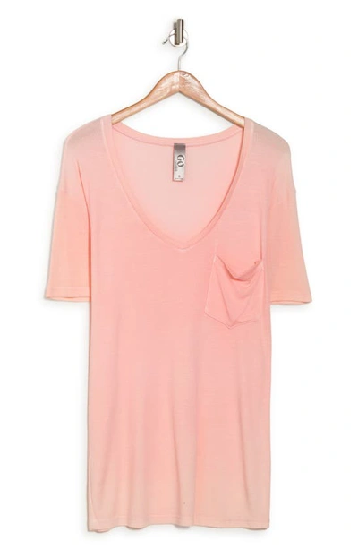 Go Couture Deep V-neck Boyfriend Tee In Gossamer Pink