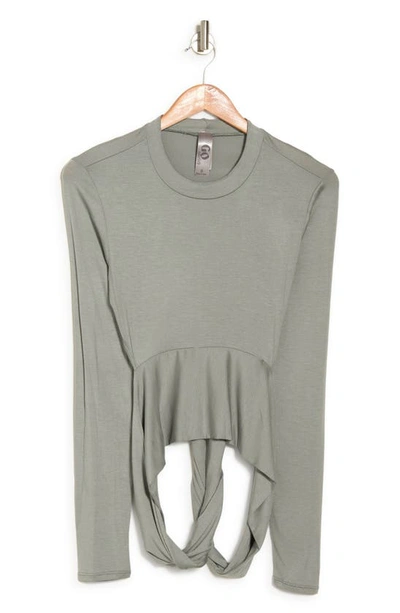 Go Couture Wrap Front Long Sleeve Top In Charcoal
