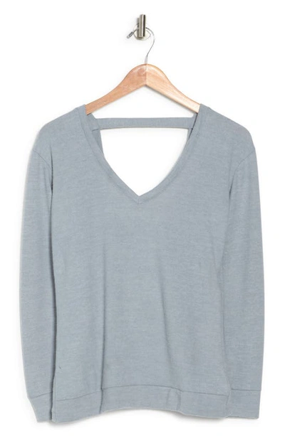 Go Couture Back Cutout Long Sleeve Top In Charcoal