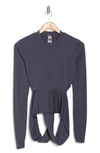 Go Couture Wrap Front Long Sleeve Top In Navy