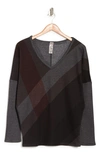 Go Couture V-neck Dolman Sweater In Black Print 1
