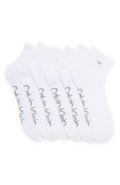 Calvin Klein Quarter Length Cushion Cut Socks In White