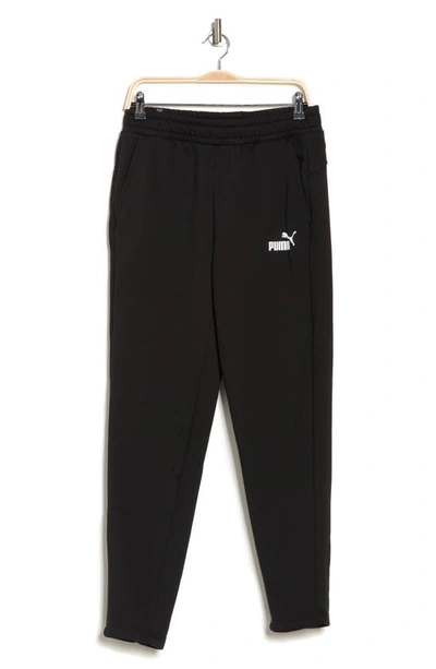 Puma Tapered Fleece Sweatpants In Cotton Black- White