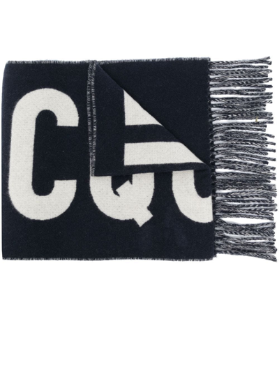 Jacquemus Le Charpe Navy Logo Wool Scarf - Navy Blue