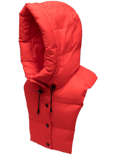 Yves Salomon Padded Press-stud Hood In Red