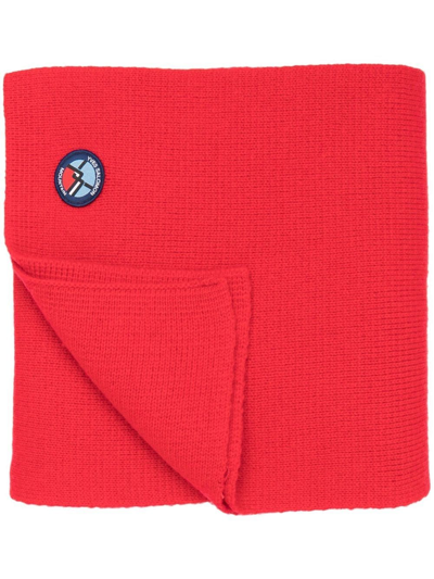 Yves Salomon Knitted Logo-patch Scarf In Red