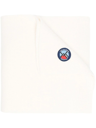 Yves Salomon Knitted Logo-patch Scarf In Neutrals