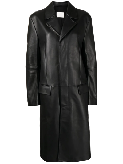 Dion Lee Longline Leather Trench Coat In Black