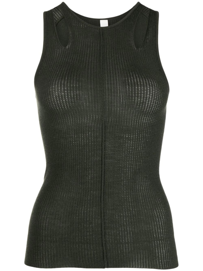 Dion Lee Merino Pointelle Ribbed Tank Top In Green
