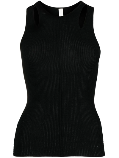 Dion Lee Merino Pointelle Ribbed Tank Top In Black