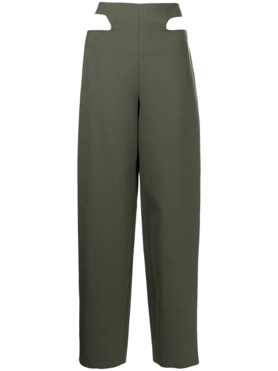 Dion Lee Y-front Wool Trousers In Green