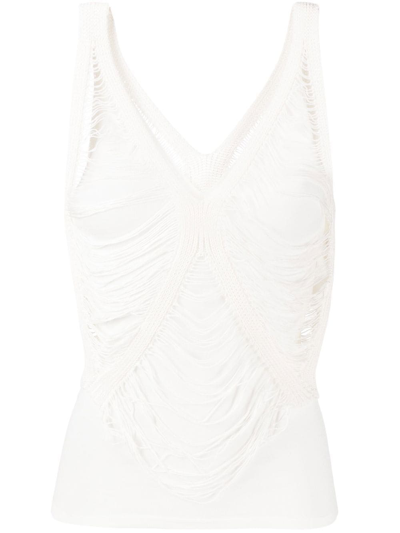 Dion Lee Net Distressed Double-layer Top In White