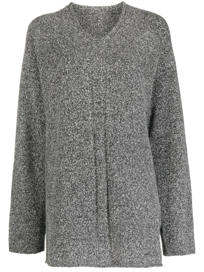 Dion Lee Marled Boucle V-neck Sweater In Grey