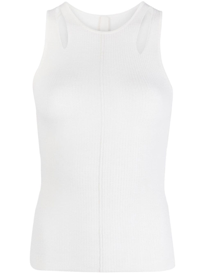 Dion Lee Merino Pointelle Ribbed-knit Tank Top In White