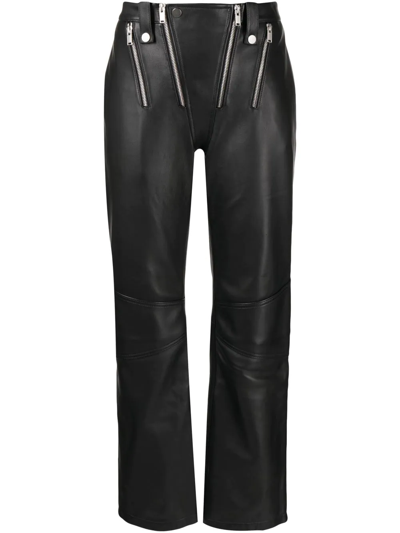 Dion Lee Biker Leather Kick Trousers In Black