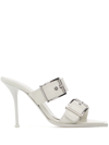 Alexander Mcqueen Women's Punk Leather Sandals In White