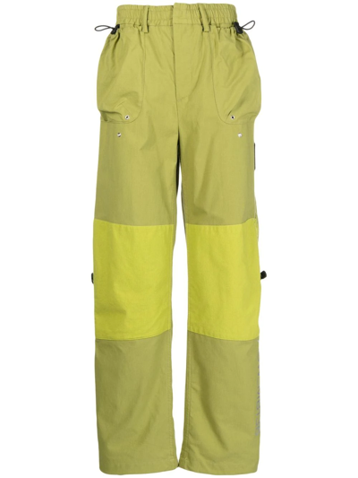 A-cold-wall* Logo-print Panelled Relaxed-fit Cotton-canvas Ripstop Trousers In Green