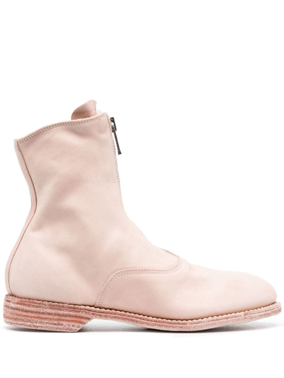 Guidi Zip-up 25mm Heeled Boots In Pink