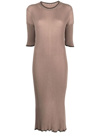 Mm6 Maison Margiela Ribbed-knit Wool-blend Midi Dress In Neutrals