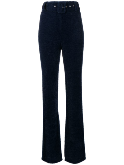 Coperni High-rise Fleece Trousers In Blue