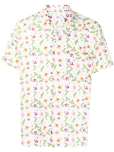 Arrels Barcelona Floral-print Camp Collar Shirt In White