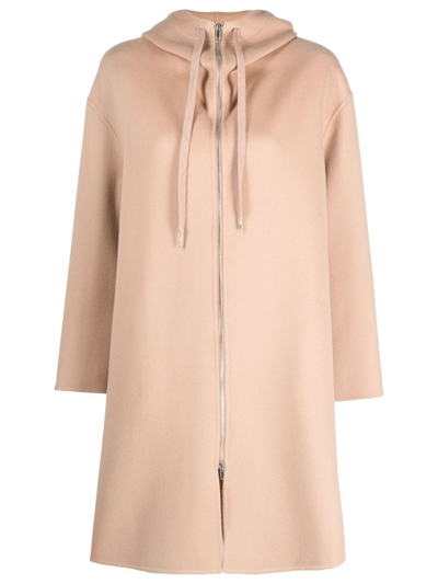 Arma Hooded Wool Coat In Neutrals