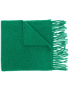 Golden Goose Journey Scarf Alpaca Wool Brushed With Long Fringe In Green