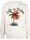 PALM ANGELS SLOGAN-PRINT PAINT SPLATTER HOODIE