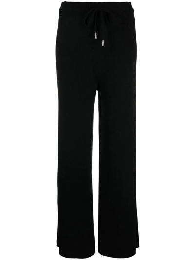 Moncler Knitted Wide-leg Drawstring Trousers In Black
