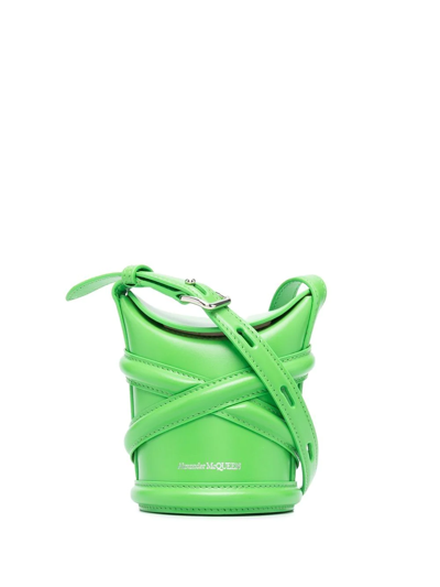 Alexander Mcqueen The Curve Leather Bucket Bag In Verde