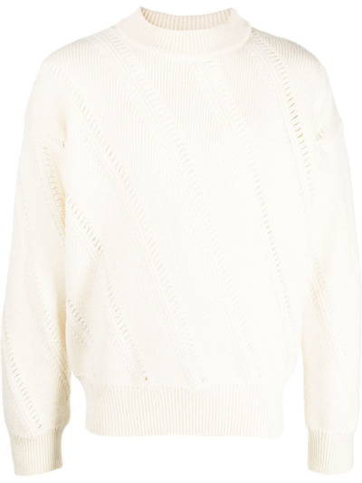 Sunflower Pietro Open-work Wool Sweater In White