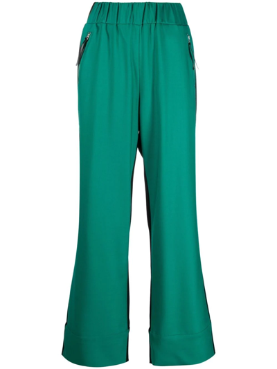 Sara Battaglia Side Stripe-detail Wide-leg Trousers In Green