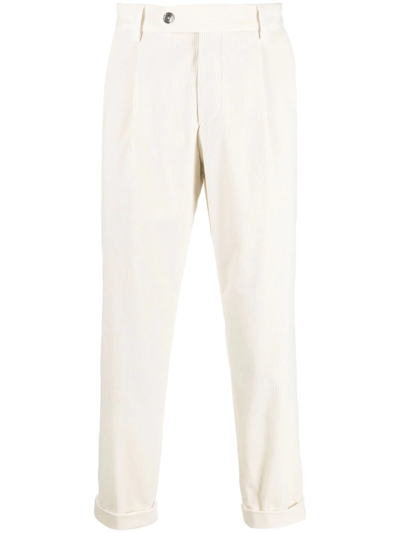 Hugo Boss Cropped Corduroy Trousers In White