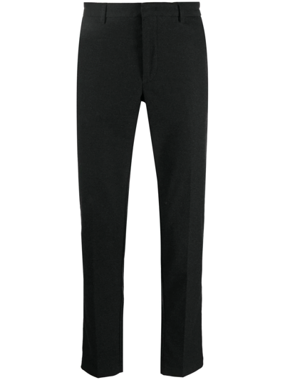 Hugo Boss Tapered Cotton Trousers In Dark Blue