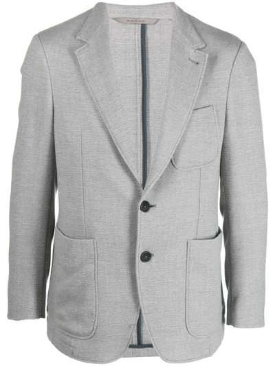 Canali 单排扣羊毛西装夹克 In Grey