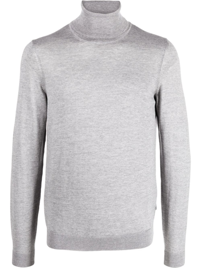 Hugo Boss Roll-neck Wool Jumper In Grey