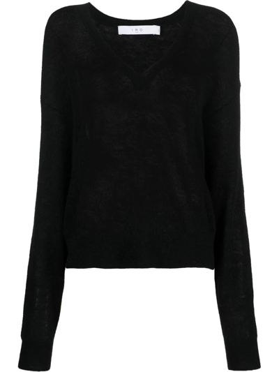 Iro Slub-effect V-neck Jumper In Schwarz