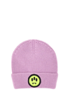 Barrow Wool Hat Unisex Pink Rib-knit Beanie With Smile Patch