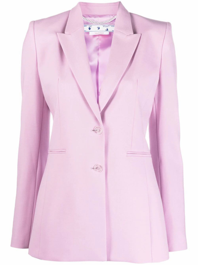 Off-white Pink Single Breasted Blazer With Logo Print To The Rear