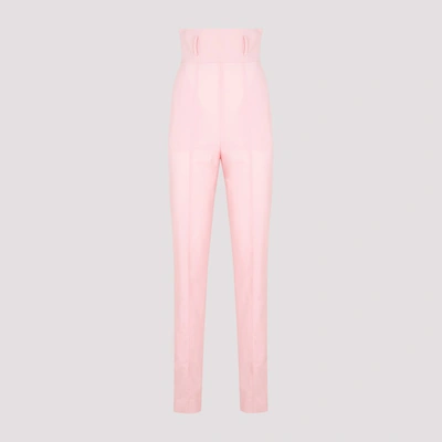 Nensi Dojaka High Waisted Wool Trousers In Pink