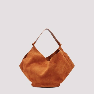 Khaite Medium Lotus Suede Tote Bag In Brown