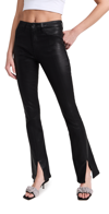 L Agence Beatrix Coated Split Hem Bootcut Jeans In Noir Coated