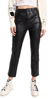 Paige Stella Super High Waist Straight Leg Faux Leather Jeans In Black