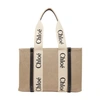Chloé Natural Canvas Woody Bag In White_blue_1