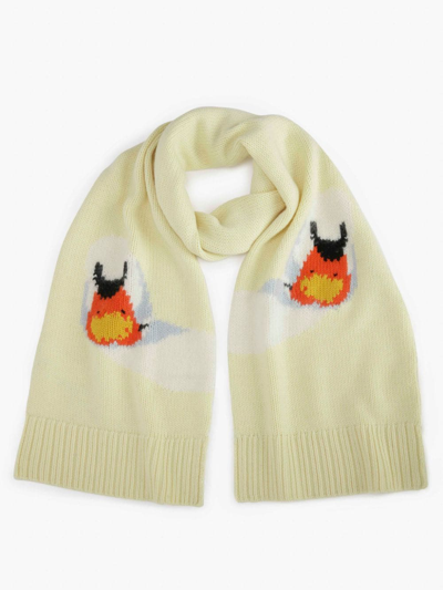 Jw Anderson Intarsia Scarf With Swan Motif In Yellow
